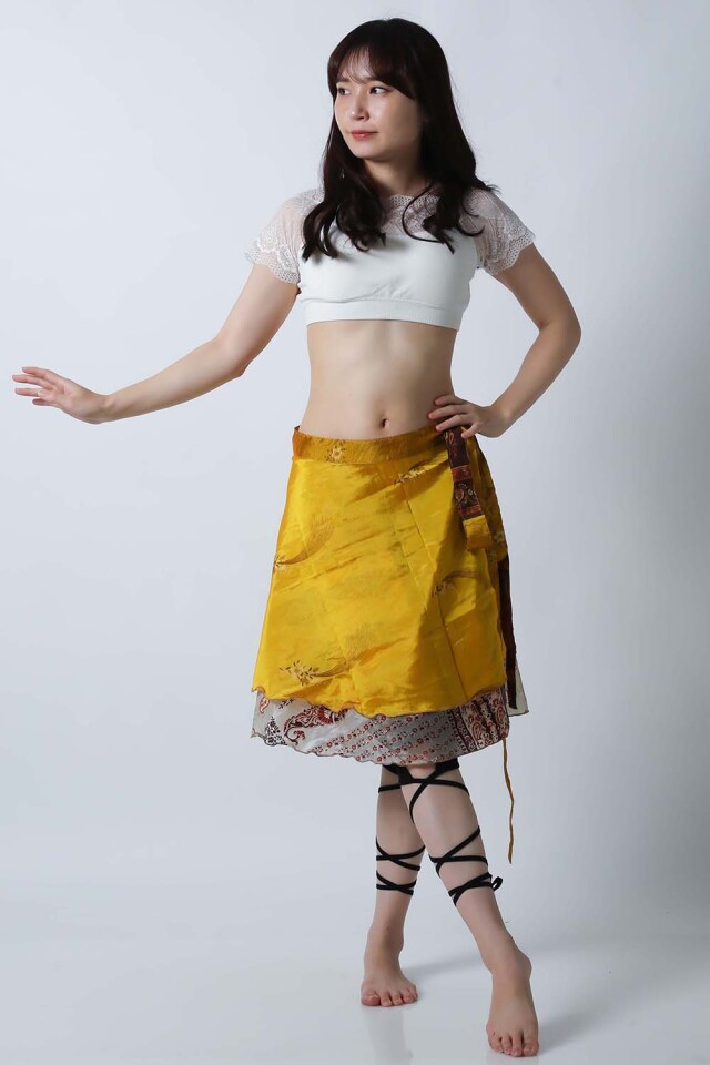 ヴィンテージ巻きスカートSK77-9プリント柄【ネコポス便送料無料】発表会、レッスンどちらも使えるベリーダンススカート