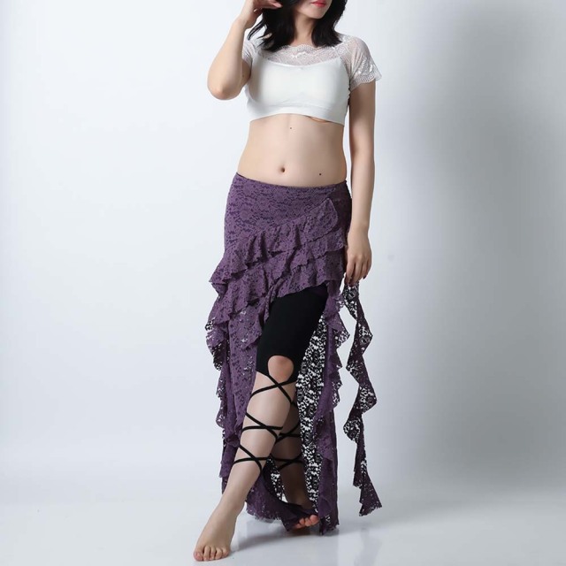 ベリーダンスレッスンスカートSK78アシンメトリーロング丈(パープル)【宅配便送料無料】