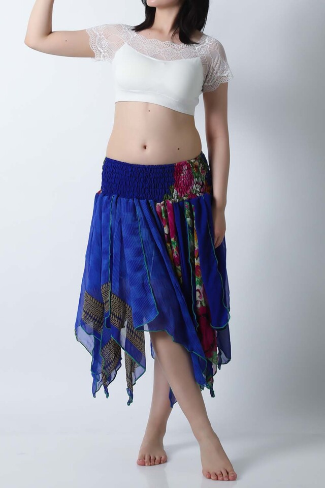 トライバルスカートSK79-10プリント柄【ネコポス便送料無料】発表会、レッスンどちらも使えるベリーダンススカート