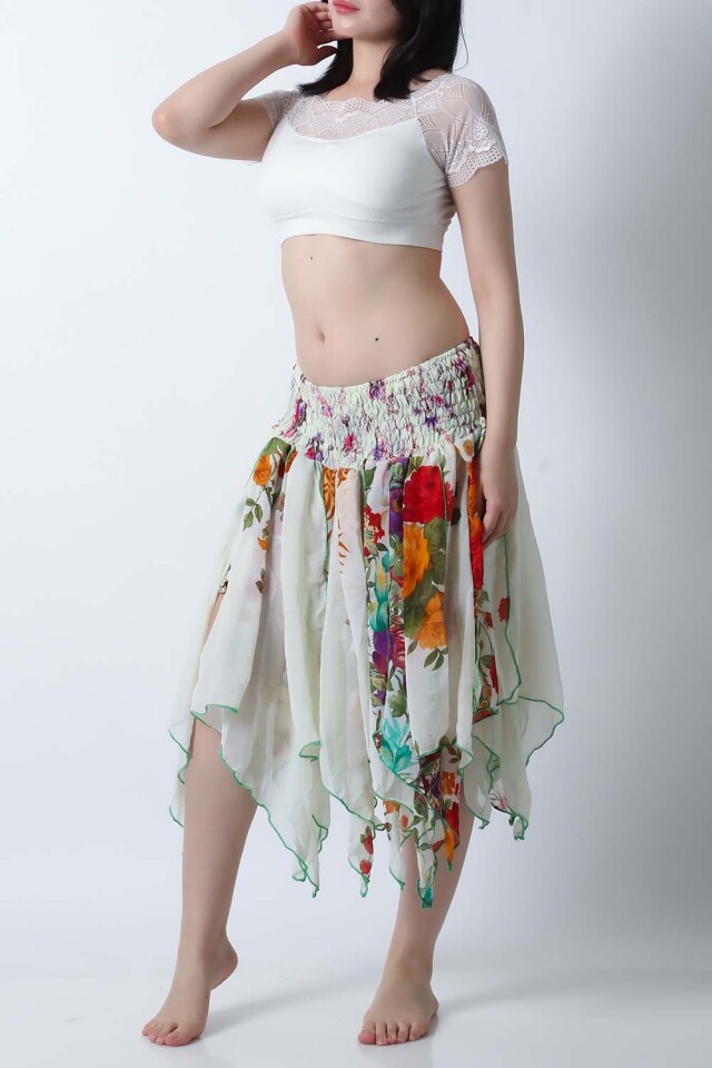 トライバルスカートSK79-1プリント柄【ネコポス便送料無料】発表会、レッスンどちらも使えるベリーダンススカート