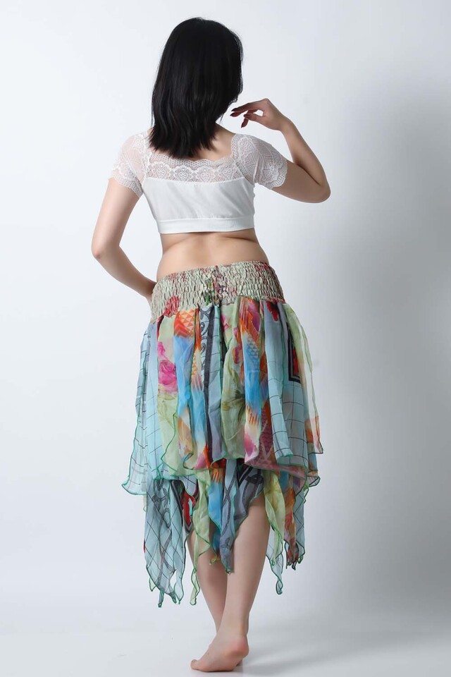 トライバルスカートSK79-2プリント柄【ネコポス便送料無料】発表会、レッスンどちらも使えるベリーダンススカート