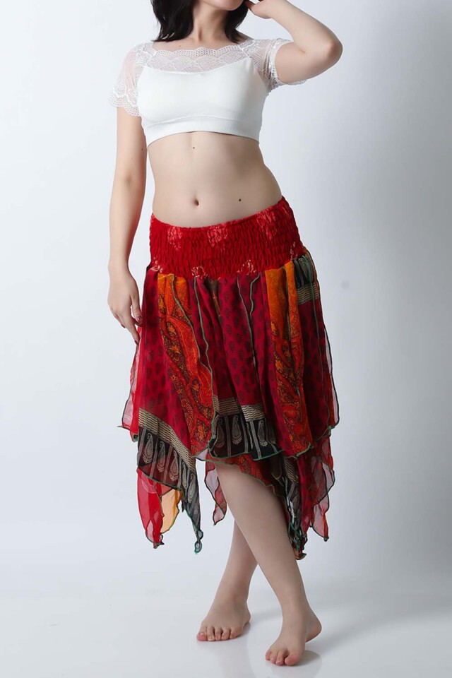 トライバルスカートSK79-4プリント柄【ネコポス便送料無料】発表会、レッスンどちらも使えるベリーダンススカート