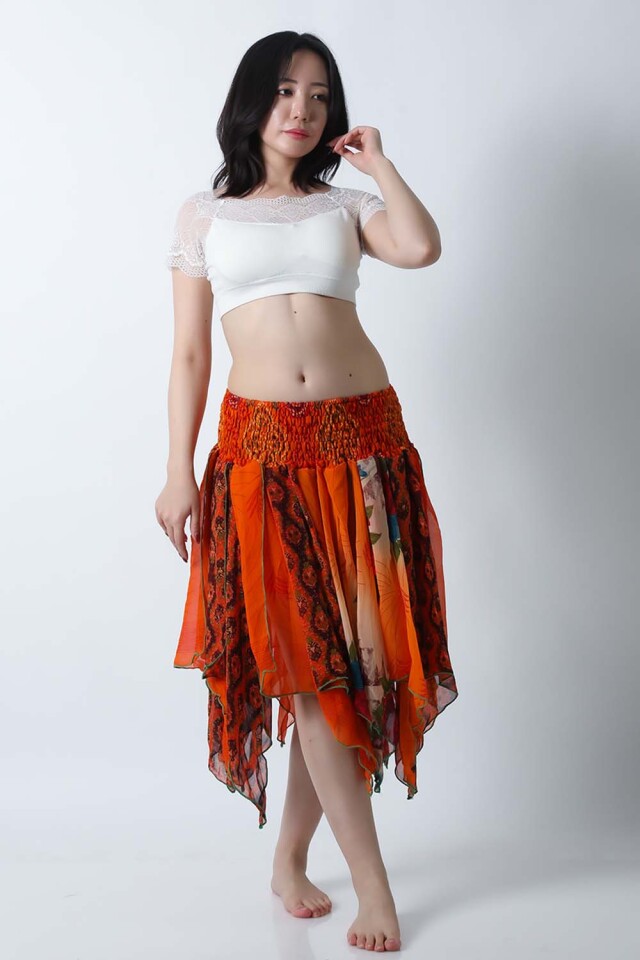 トライバルスカートSK79-5プリント柄【ネコポス便送料無料】発表会、レッスンどちらも使えるベリーダンススカート