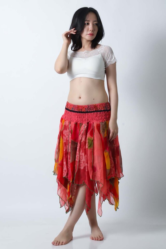 トライバルスカートSK79-7プリント柄【ネコポス便送料無料】発表会、レッスンどちらも使えるベリーダンススカート