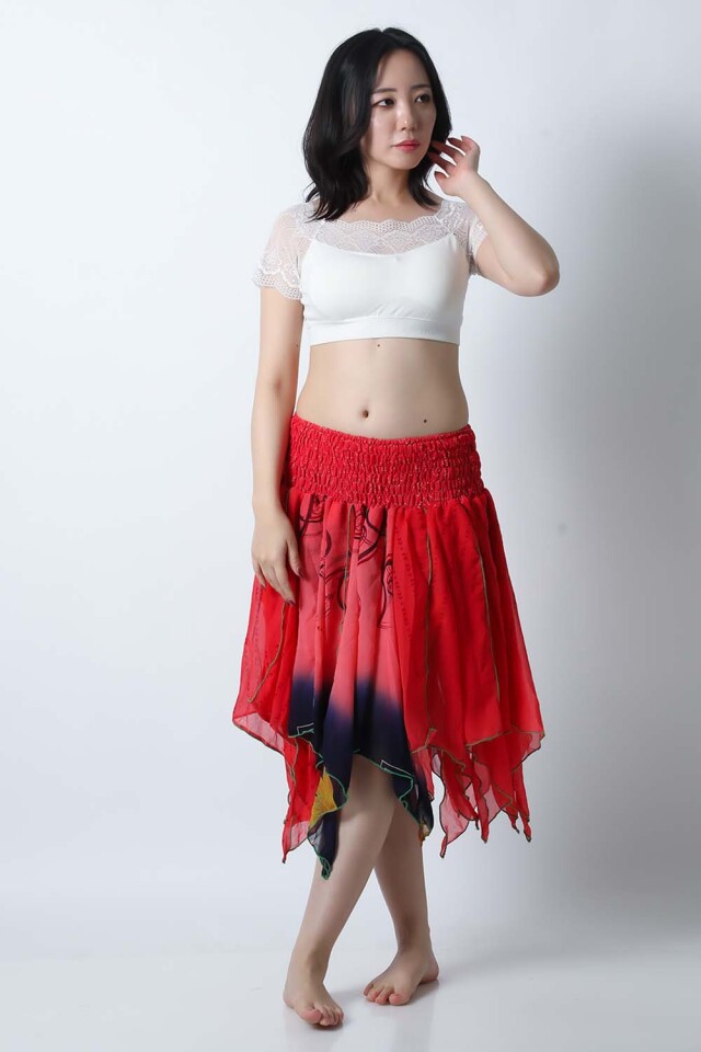 トライバルスカートSK79-9プリント柄【ネコポス便送料無料】発表会、レッスンどちらも使えるベリーダンススカート