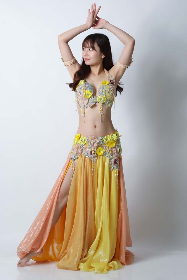 エジプト製ベリーダンス衣装オレンジ