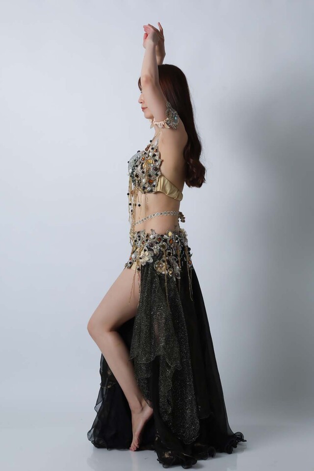 エジプト製【Amr】ベリーダンスコスチュームCF-COS-A345-1(黒black