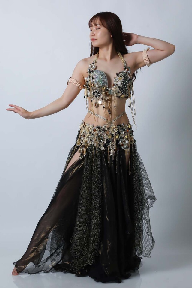 エジプト製【Amr】ベリーダンスコスチュームCF-COS-A345-1(黒black エジプト製【Amr】ベリーダンスコスチュームCF-COS-A345-1(黒black