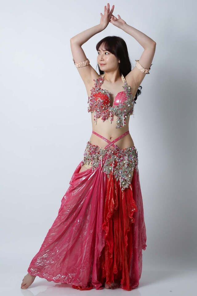エジプト製【Amr】ベリーダンスコスチュームCF-COS-A347-1(赤