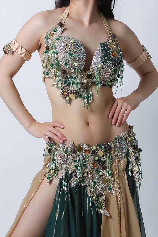 エジプト製【Amr】ベリーダンスコスチュームCF-COS-A349-1(緑