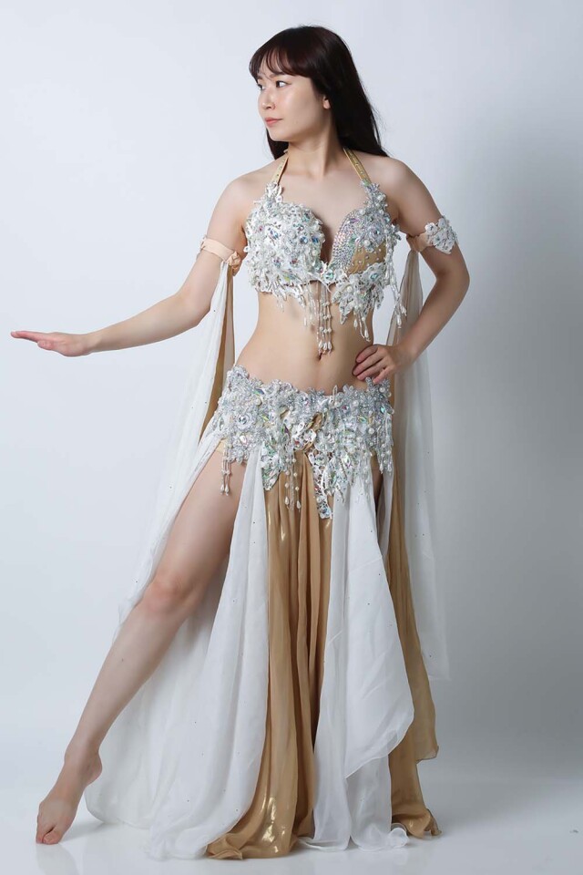 エジプト製【Amr】ベリーダンスコスチュームCF-COS-A350-1(白