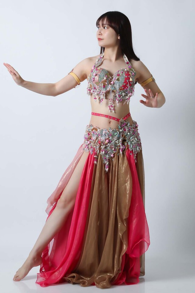 エジプト製【Amr】ベリーダンスコスチュームCF-COS-A353-1(ブラウン)【宅配便送料無料】発表会、イベントにお勧めです。