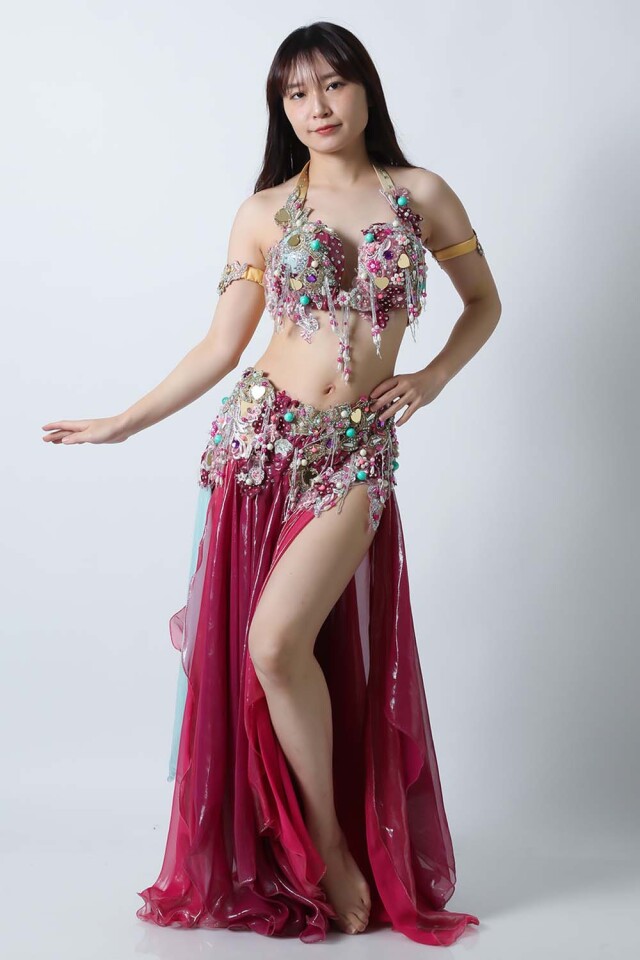 エジプト製【Amr】ベリーダンスコスチュームCF-COS-A360-1(バイオレット、ライトブルー)【宅配便送料無料】発表会、イベントにお勧めです。