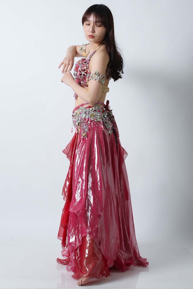 エジプト製【Amr】ベリーダンスコスチュームCF-COS-A367-1(ピンク