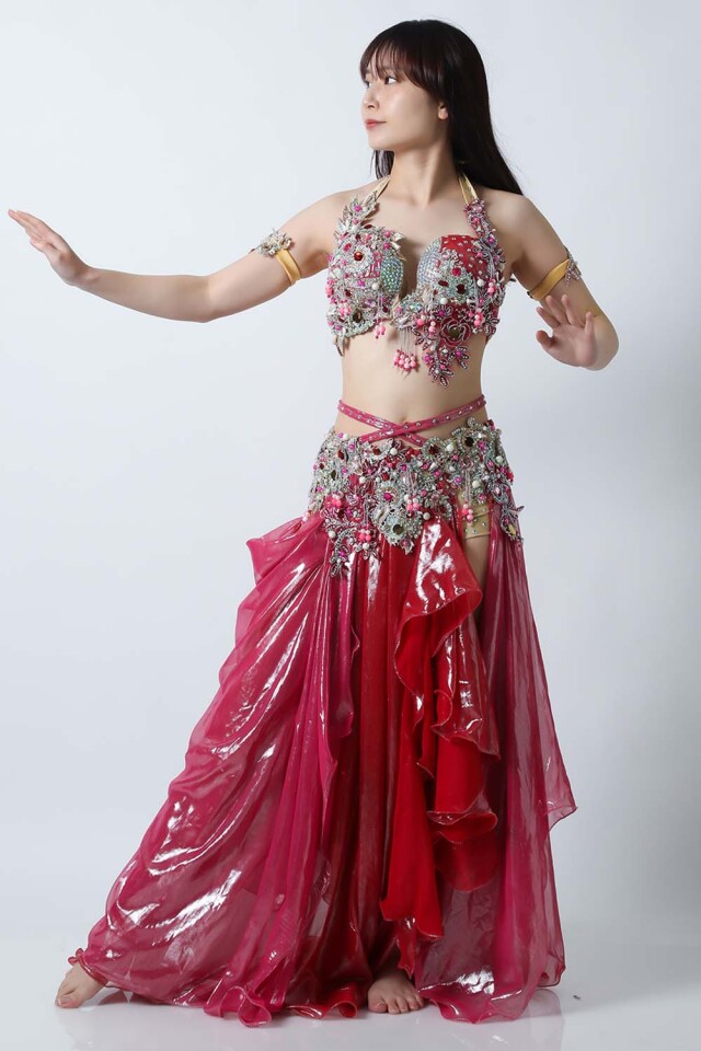 ベリーダンス　衣装　未使用　エジプト製 エジプト製【Amr】ベリーダンスコスチュームCF-COS-A367-1(ピンク