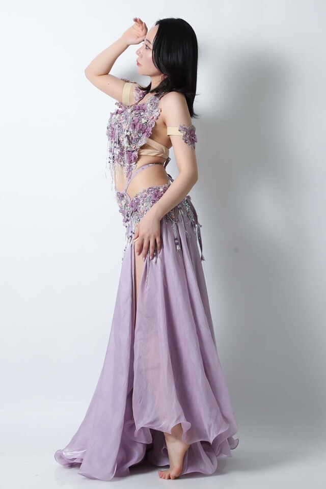 エジプト製【Amr】ベリーダンスコスチュームCF-COS-A377-1(ラベンダー