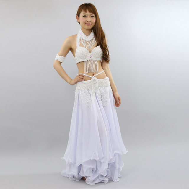 格安ベリーダンスコスチュームCH-COS-A11-11(白、ホワイト)【宅配便送料無料】発表会、イベントに最適です。