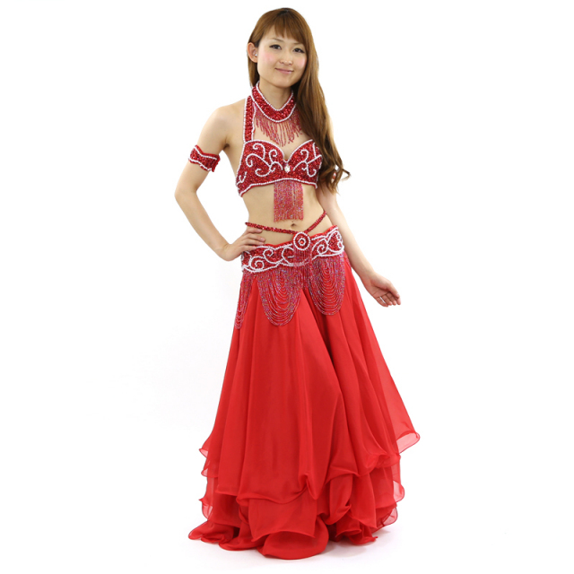 格安ベリーダンスコスチュームCH-COS-A11-21(赤レッド)【宅配便送料無料】発表会、イベントに最適です。