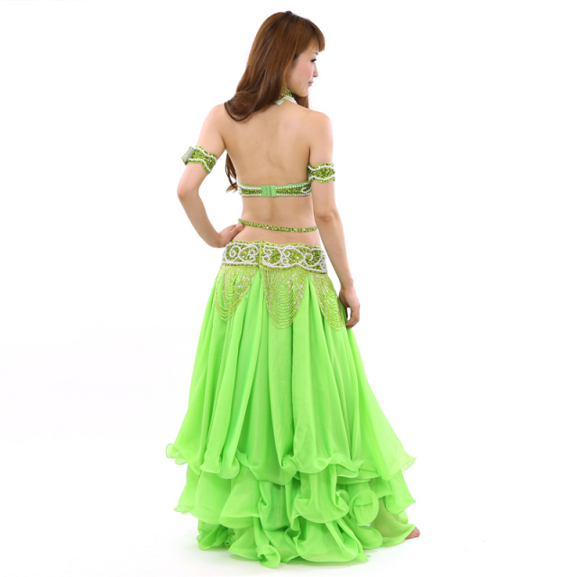 格安ベリーダンスコスチューム(黄緑ライトグリーン)【送料無料