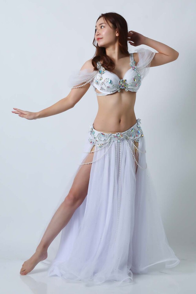 ベリーダンス衣装オリエンタルコスチュームCH-COS-A44-2(ホワイト)【宅配便送料無料】発表会衣装