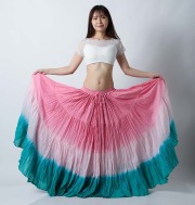 25ヤードスカートA25A-2コットン(ピンク/ライトピンク/エメラルドグリーン)（pink/light pink/emerald green)【送料無料】ベリーダンス、トライバル、ジプシースカート