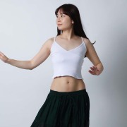 ダンスショート丈キャミソールC56-9ベリーダンスの練習用ウエア（白ホワイト）【ネコポス便送料無料】