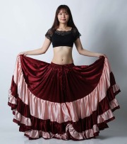 25ヤードスカートM1-8サテンゴージャスフリル（ワイン/ピンク)（wine/pink)【宅配便送料無料】トライバル、フラメンコフュージョン、スパニッシュフュージョン