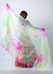 高級シルクベールR26-6Lサイズ264cm*112cm(タイダイ-イエロー、ピンク）【ネコポス便送料無料】