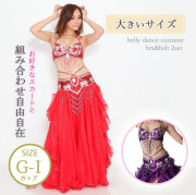 ベリーダンス衣装　ブラベルト　大きいサイズ　Gカップ〜Iカップ ベリーダンス 衣装 Vドロップ ブラ ベルト 上下2点 セット