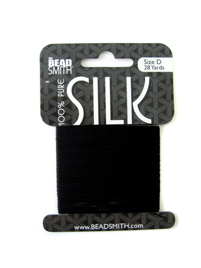 BEADSMITH シルク糸（ブラック）D　２８ｙｄ　カード巻
