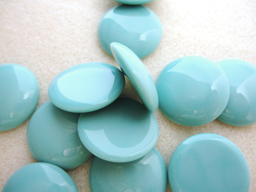 チェコラウンドカボション 24mm　グリーンターコイズ　