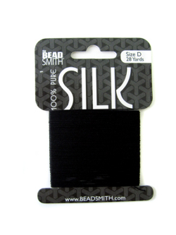 BEADSMITH シルク糸（ブラック）D　２８ｙｄ　カード巻