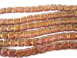★２ホール・タイルビーズ　6x6mm （ローズ/ゴールドトパーズ　ラスター）　