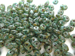 スーパーデュオビーズ　2.5x5mm （ダーク トラバーチン/アクア）