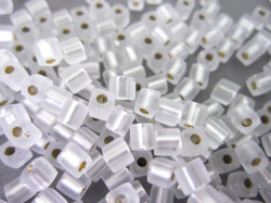 スクエアビーズ 3mm（シルバーライン/マットクリスタル）20g elm green  