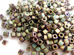 スクエアビーズ 1.8mm（マットメタリック/カーキアイリス） 5g elm  