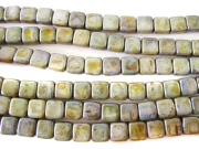 ★２ホール・タイルビーズ6x6mm （オペイクグリーン ラスター）