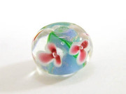 花トンボ玉　平丸9x12mm　蘭　パープル （金入り）