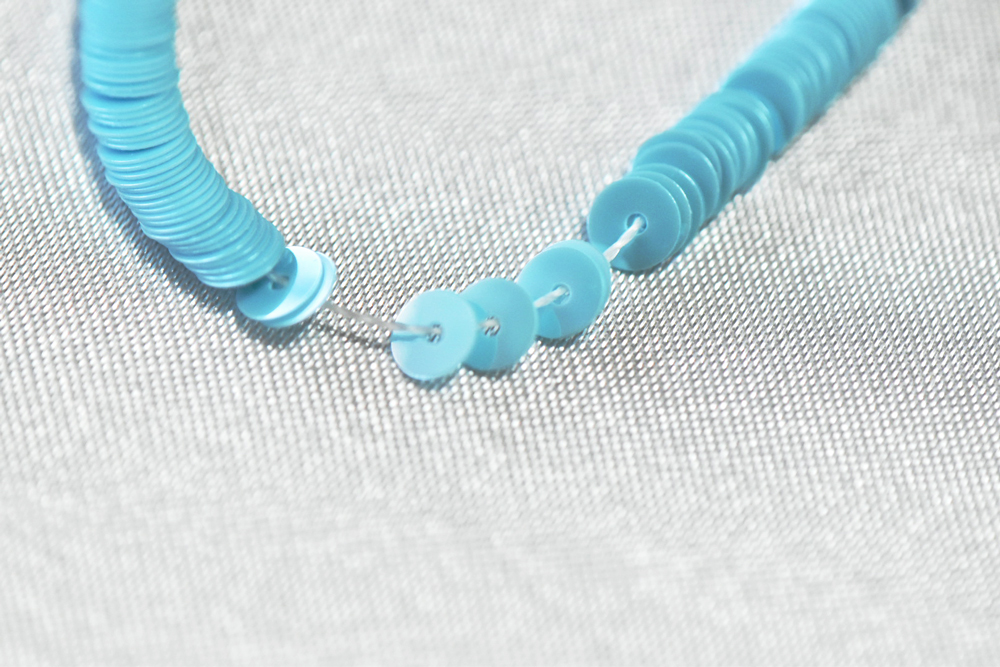 【糸通しスパンコール】 4mm平　ポーセリンラスターターコイズ#11040（約1000枚）