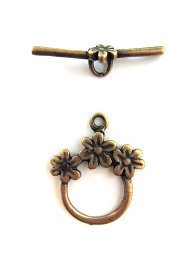 トグル（３フラワー）アンティークブラス