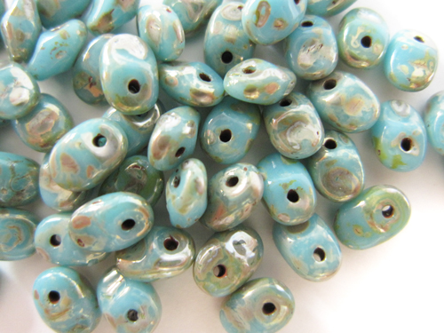 スーパーウノビーズ　2.5x5mm （ターコイズブルー/ピカソ）