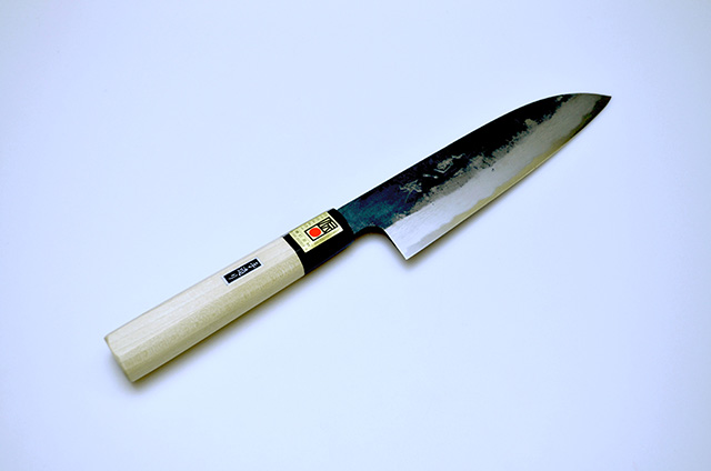 【伊野忠刃物製作所】8　菊一鉄 黒打文化包丁180mm 安来白二鋼 水牛柄