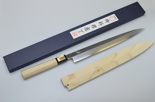 【山本刃剣】35 英　青一　柳刃包丁300ｍｍ　サヤ付