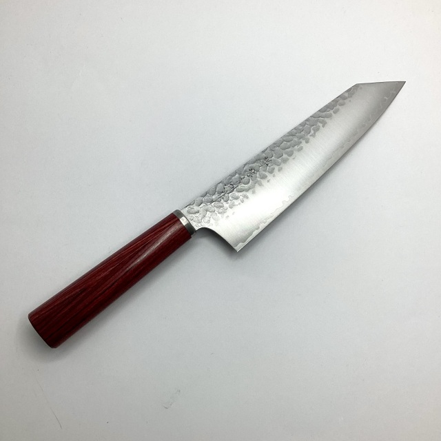 【ダイキチ】61　槌目切付三徳　180ｍｍ　ステンレスVG10　赤合板柄