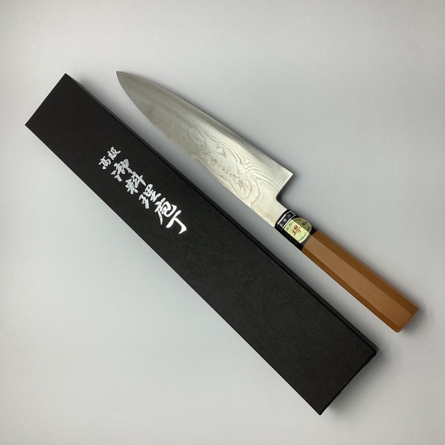 堺刀司　切付　牛刀　240mm 包丁　8寸　洋包丁　特殊ステンレス鋼　本職 堺の包丁】和庖丁スタイル 和牛刀（両刃） – 堺刀司オンライン