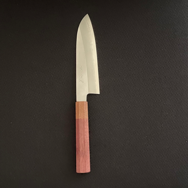 正光作V金ゴールド手打鎚目三徳包丁165