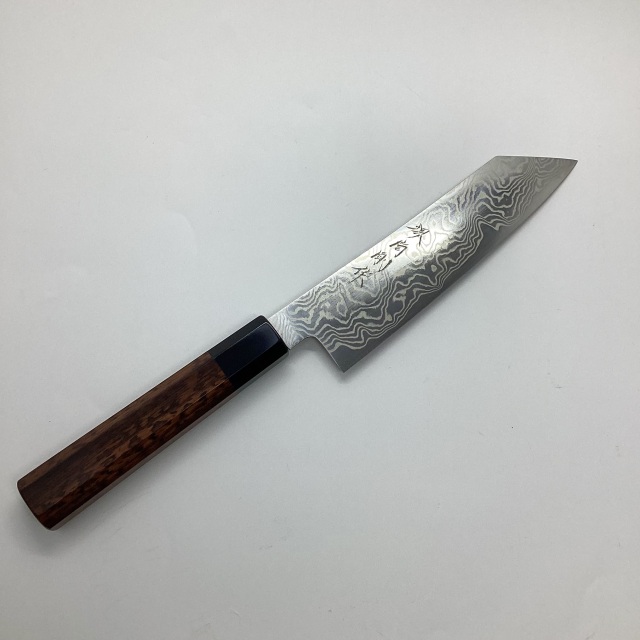 【山塚尚剛刃物】33　切付文化165ｍｍ　銀三ニッケルダマスカス　スネークウッド柄