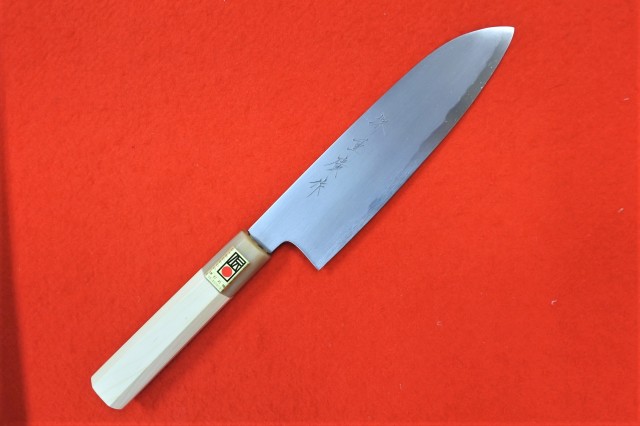 【笠原刃物】54　堺重廣作　諸刃文化包丁　霞研ぎ　180mm