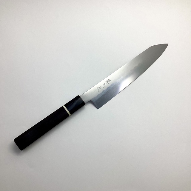 【池田鍛錬所】29　堺北辰 本焼準鏡面 切付型細牛刀 210mm 白三鋼　黒檀柄　