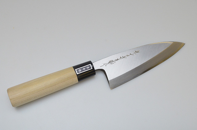 堺角一作 鎌型包丁１９.５cm 堺一文字光秀 銀三鋼 霞研 鎌型薄刃包丁